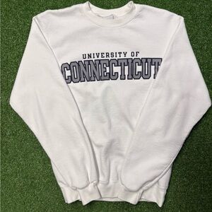 University of Connecticut Champion White Crewneck Sweater